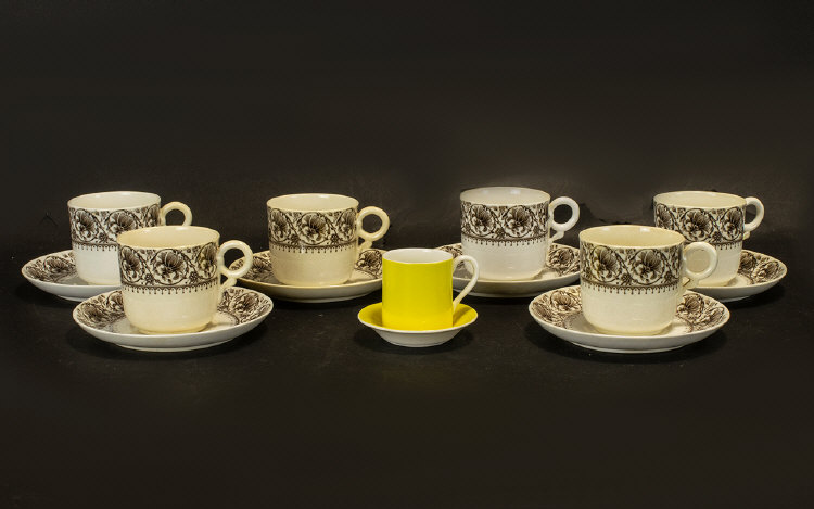 Collection of Vintage Porcelain to include six cups and saucers marked to base No.
