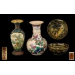 Japanese & Oriental Vases. Late 19th early 20th century Japanese enamel vase with two others, height
