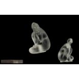 Lalique Signed Figure of a Kneeling Nude Girl. Measures 4" high. Please see images.