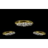 Antique Period 18ct Gold - Attractive 5 Stone Diamond Ring - Gypsy Setting.