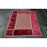 Large Victorian Red Silk Damask Table Cloth,