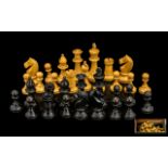 Boxwood And Ebony Staunton Pattern Chess Set. The Kings Stand 3.5 Inches High.