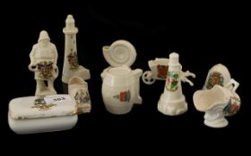 Collection of 10 Souvenir Pottery Items from Blackpool, Whitby, Lydney, Bolton & Morecambe.