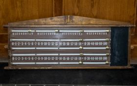 Vintage Snooker Score Board by E A Clare & Son Liverpool, with brass markers in wooden frame,