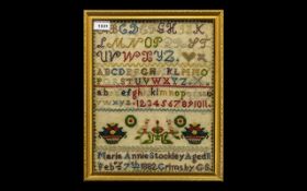 Grimsby by Girls School Sampler by Maria Annie Stockley Aged 11 Feb 7th 1882, Grimsby GS.