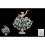 Irish Dresden Early 20th Century Porcelain Lace Figure ' Ballerina ' Dancing.