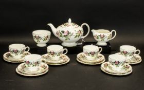 Wedgwood 'Hathaway Rose' Tea Service comprising Tea Pot, Milk Jug, Sugar Bowl, 6 Cups, 6 Saucers,