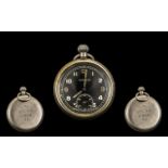 World War II German Moeris Military Pocket Watch - Featuring self winding black dial.