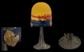 Art Deco Style - Duam Mushroom Shaped Glass Lamp with a Naturalistic Tree Shaped Base.