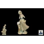 Lladro Porcelain Figurine ' Girl with Doves ' Model No 4975, Sculpture Salvador Debon.