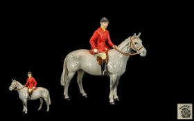 Beswick Mounted Horse Figure ' Huntsman ' on Grey Horse. Model No 1501. Designer A. Gredington.