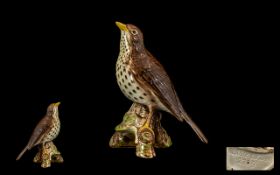 Beswick Bird Figure ' Song Thrush ' Model No 2308. Designer Albert Hallam. Issued 1970 - 1989.