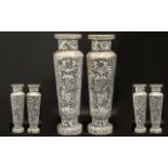 Chinese Modern Bone Stands with Incised and Carved Decorations, Depicting Birds and Flowers.