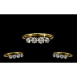 18ct Gold - Attractive 4 Stone Diamond Set Ring, The 4 Round Brilliant Cut Diamonds of Good Colour /
