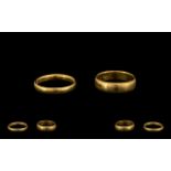Edwardian Period 22 ct Gold Band Wedding rings (2) in Total - Both fully hallmarked for 22 ct.