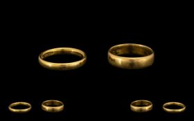 Edwardian Period 22 ct Gold Band Wedding rings (2) in Total - Both fully hallmarked for 22 ct.