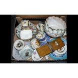 Collection of Assorted Porcelain & Pottery to include two pot planters; a lidded jam pot;