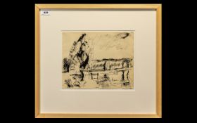 Rowland Suddaby (1912-1973) Pen & Ink signed in pencil 9" x 11.25".