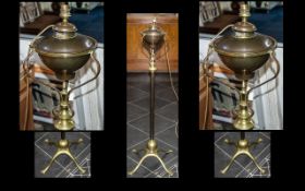 W A Benson Superb Floor Standing Arts and Crafts Copper and Brass Telescopic Standard OIl Lamp c