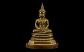 Thai Bronze Buddha, seated on a Lotus pl