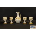 Pottery Jug & Four Pottery Goblets in st