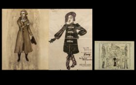 Three Ink Drawings of Theatrical Stage I