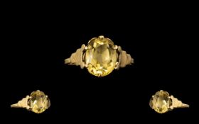 9ct Gold - Attractive Single Stone Citri