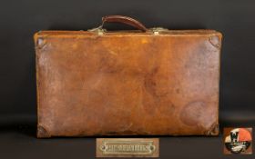 Early 20th Century Leather Suitcase. Sup