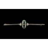 Art Deco Period Attractive 18ct Gold & Platinum Aquamarine & Diamond Set Brooch.