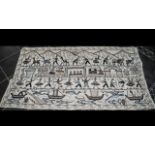 Peruvian Antique Hand Stitched South American Tapestry Covering, depicting Lamas, with figures