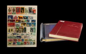 Schaubek Spring Back Album with stock cards containing good selection of stamps from around the