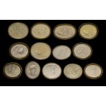 Poniatowski Grand Tour Oval Plaster Cameos of the Regency Period, 13 in total. Largest 2.