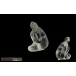 Lalique Signed Figure of a Kneeling Nude Girl. Measures 4'' high. Please see images.