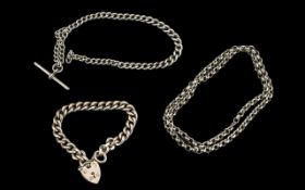 Antique Period Silver Watch Albert Chain. All links stamped for sterling silver. 13.