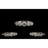Antique Five Stone Diamond Ring old round brilliant cut graduating diamonds, claw set gallery mount.