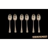 Victorian Period Pleasing Set of Six Sterling Silver Rattail Tea Spoons. Hallmark London 1882.