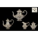 Italian Nice Quality 20thC Silver Four Piece Tea and Coffee Service of good proportions and