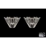 Swedish Pair of Orrefors Studio Art Clear Glass Bowls of pleasing design and form.