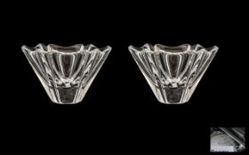 Swedish Pair of Orrefors Studio Art Clear Glass Bowls of pleasing design and form.