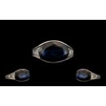 18ct White Gold Attractive Sapphire and Diamond Set Ring - of contemporary design.