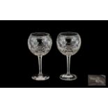 Waterford Crystal Glasses. Large and impressive pair of Waterford wine glasses, glasses stand at 8