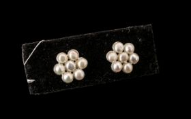 Cultured Fresh Water Pearl Flower Earrings,