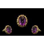 Ladies Attractive And Nice Quality 9ct Gold Single Stone Amethyst Set Ring excellent designed