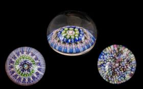 A Fine Trio of Graduated Millefiori Glass Paperweight (3) - circa 1960's.