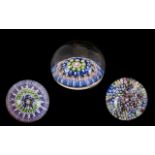 A Fine Trio of Graduated Millefiori Glass Paperweight (3) - circa 1960's.