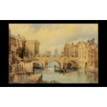 R. Crichson Listed Victorian Artist - A Fine Watercolour Drawing of an English Town on the River,