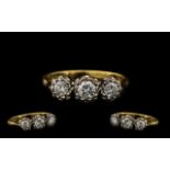 18ct Gold - Ladies 3 Stone Diamond Illusion Set Dress Ring,