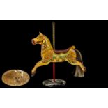 A Woody White Carved Wooden Carousel Horse 'Fairground Galloper' Decorated by Vicky Postlethwaite