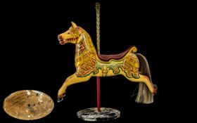 A Woody White Carved Wooden Carousel Horse 'Fairground Galloper' Decorated by Vicky Postlethwaite