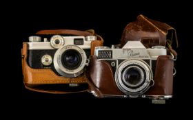 Kodak Retina Reflex Camera 50mm Lens Marked Synchro-Compur, Brown Leather case Together With one